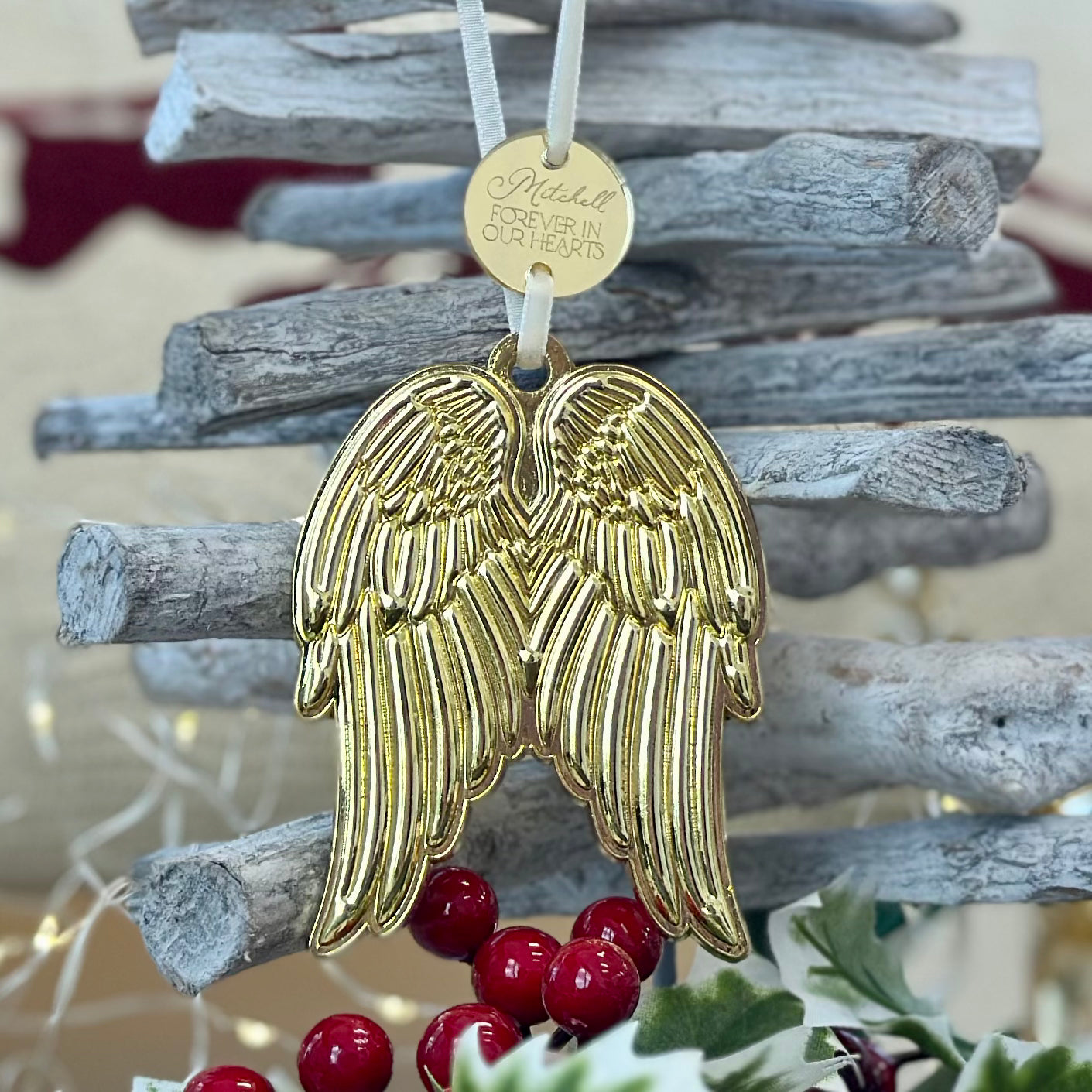 Heaven's Embrace – Angel Wings Personalised Ornament