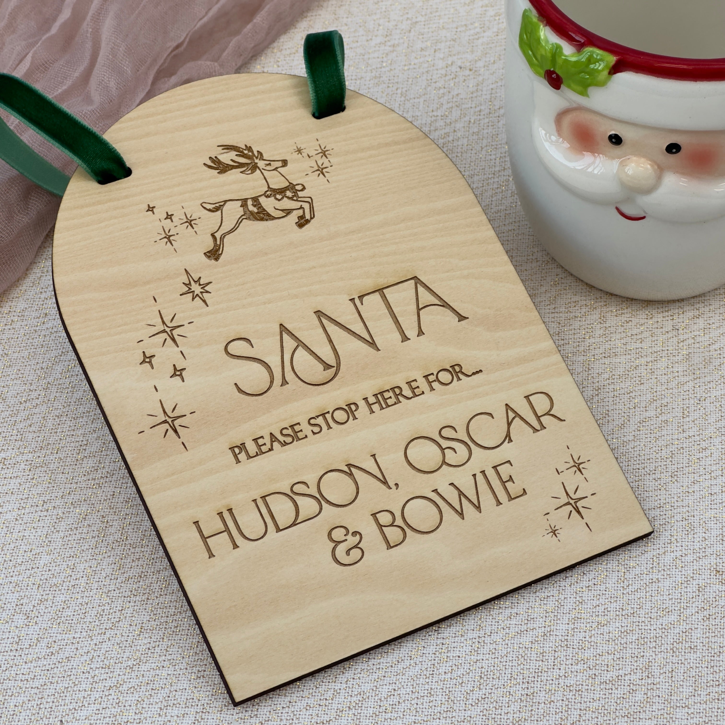 "Santa Please Stop Here" Hanging Plaque
