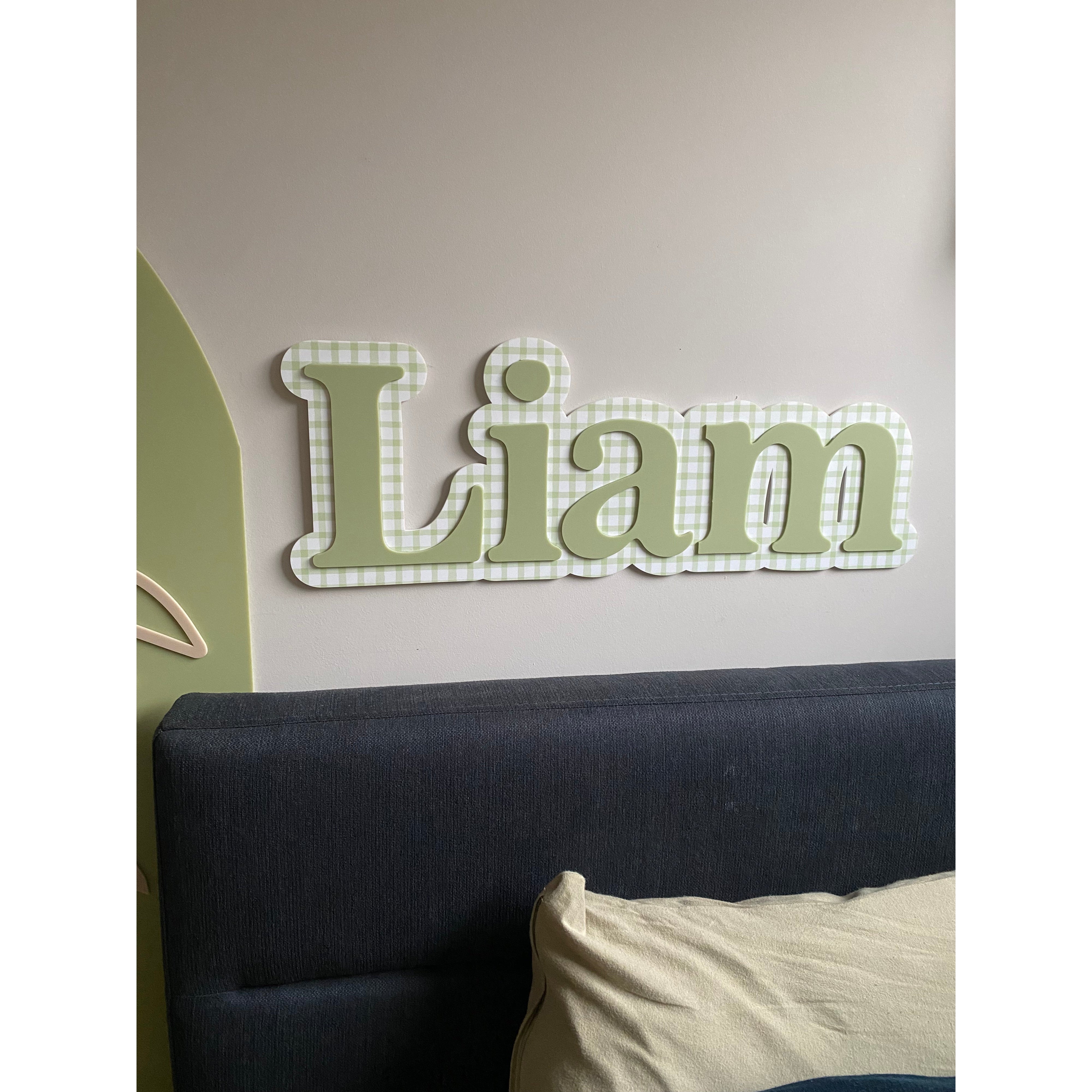 Gingham Double Layer Name Plaque