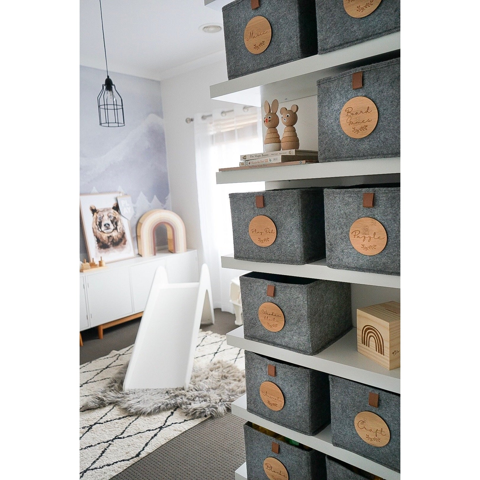 Playroom Storage Wooden Discs