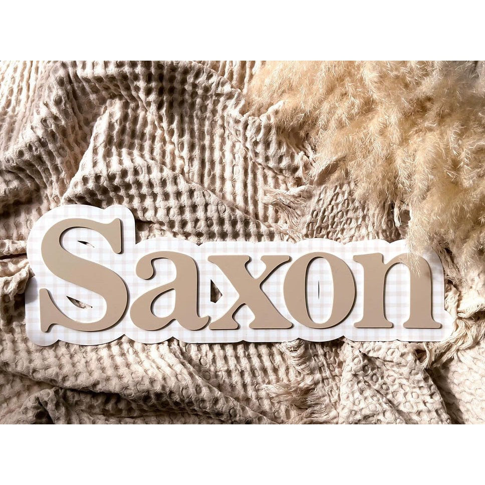 Gingham Double Layer Name Plaque