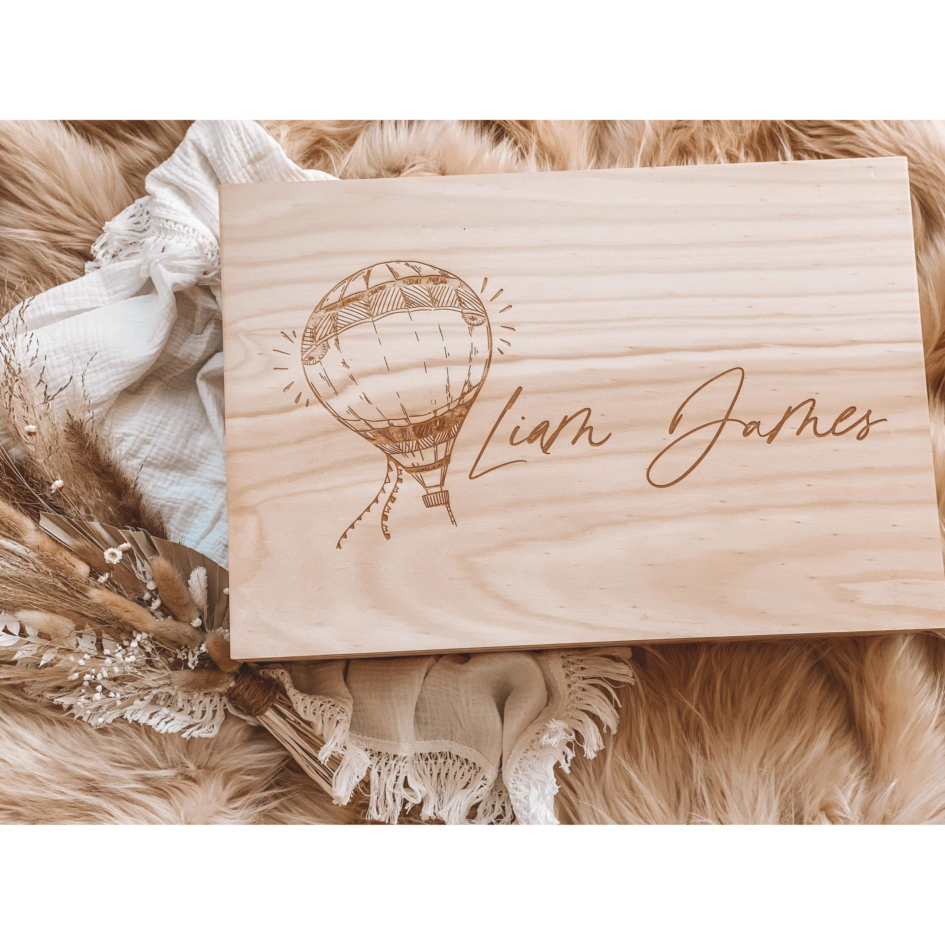 Vintage Hot Air Balloon Design Large Keepsake Memory Box With Hinge Lid