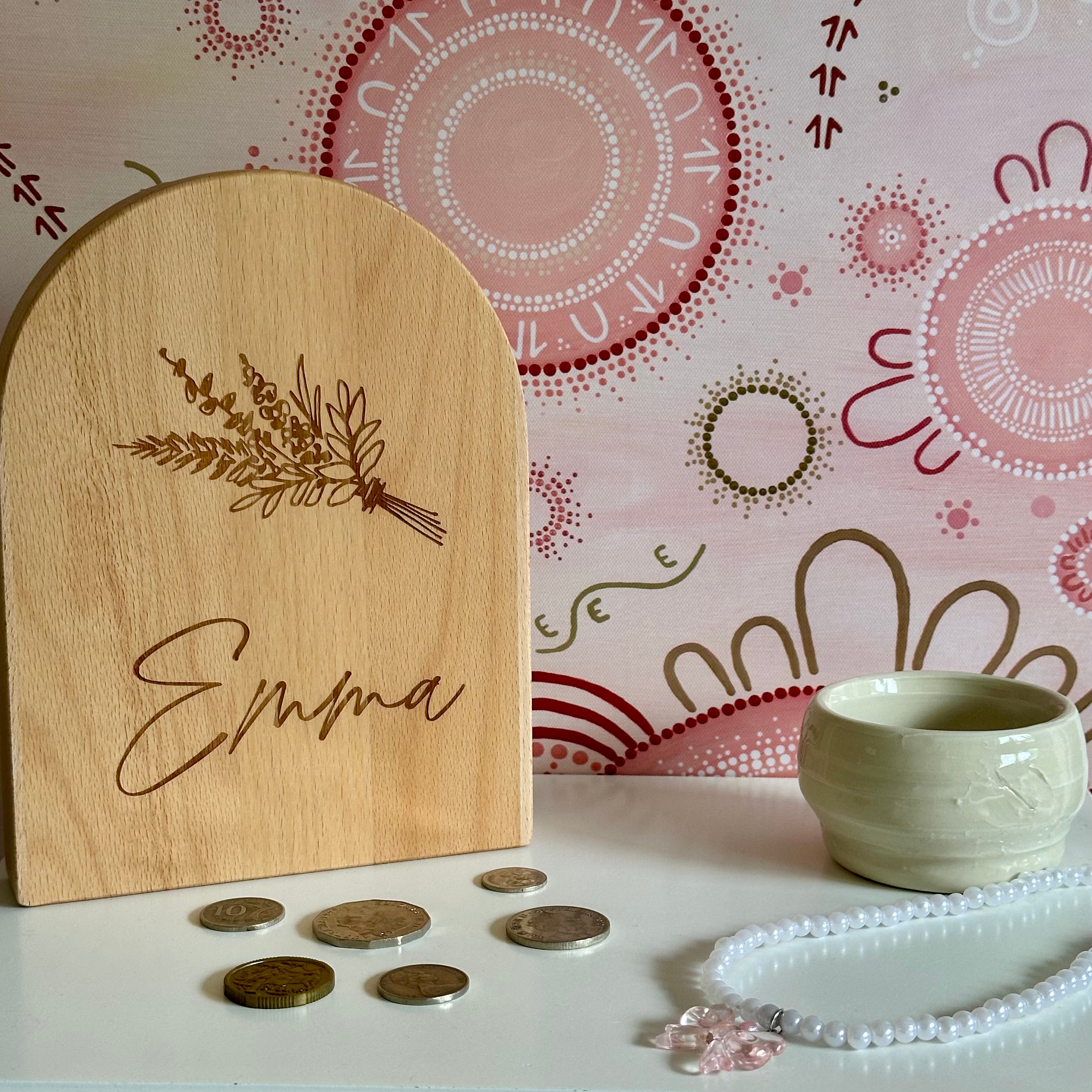 Engraved Little Posie Personalised Arch Moneybox