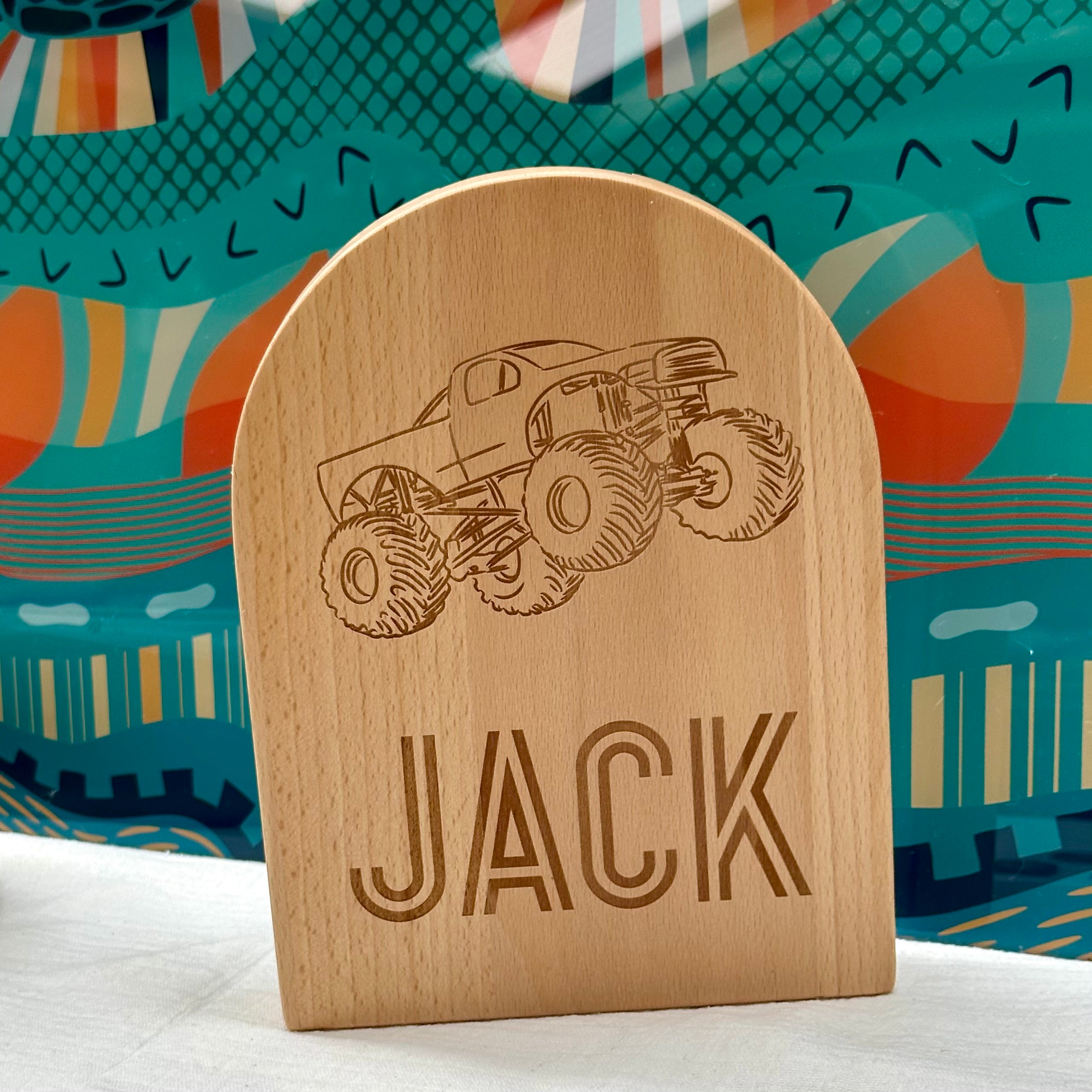 Engraved Turbo Monster Truck Personalised Arch Moneybox