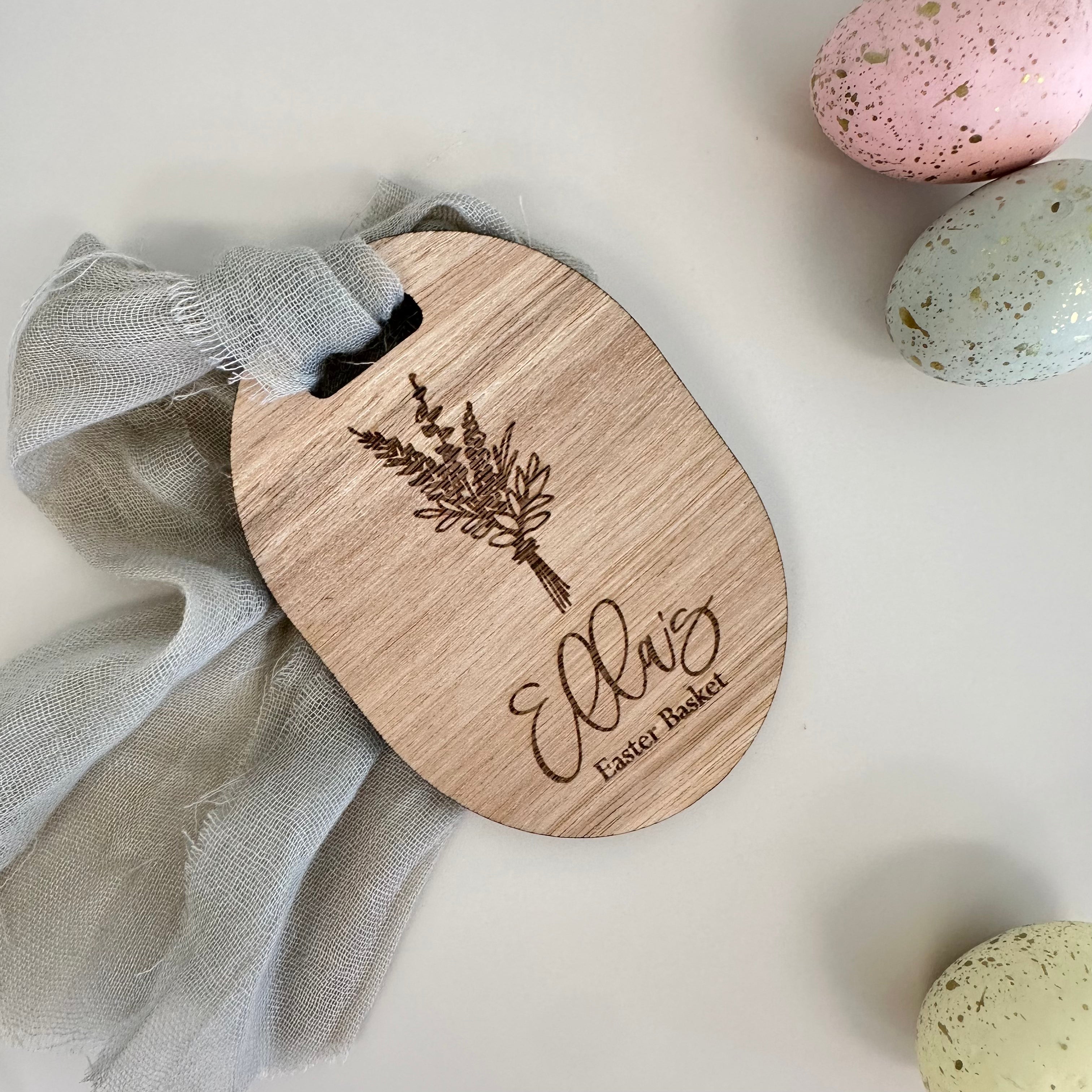 Vintage Timber Easter Egg Tag