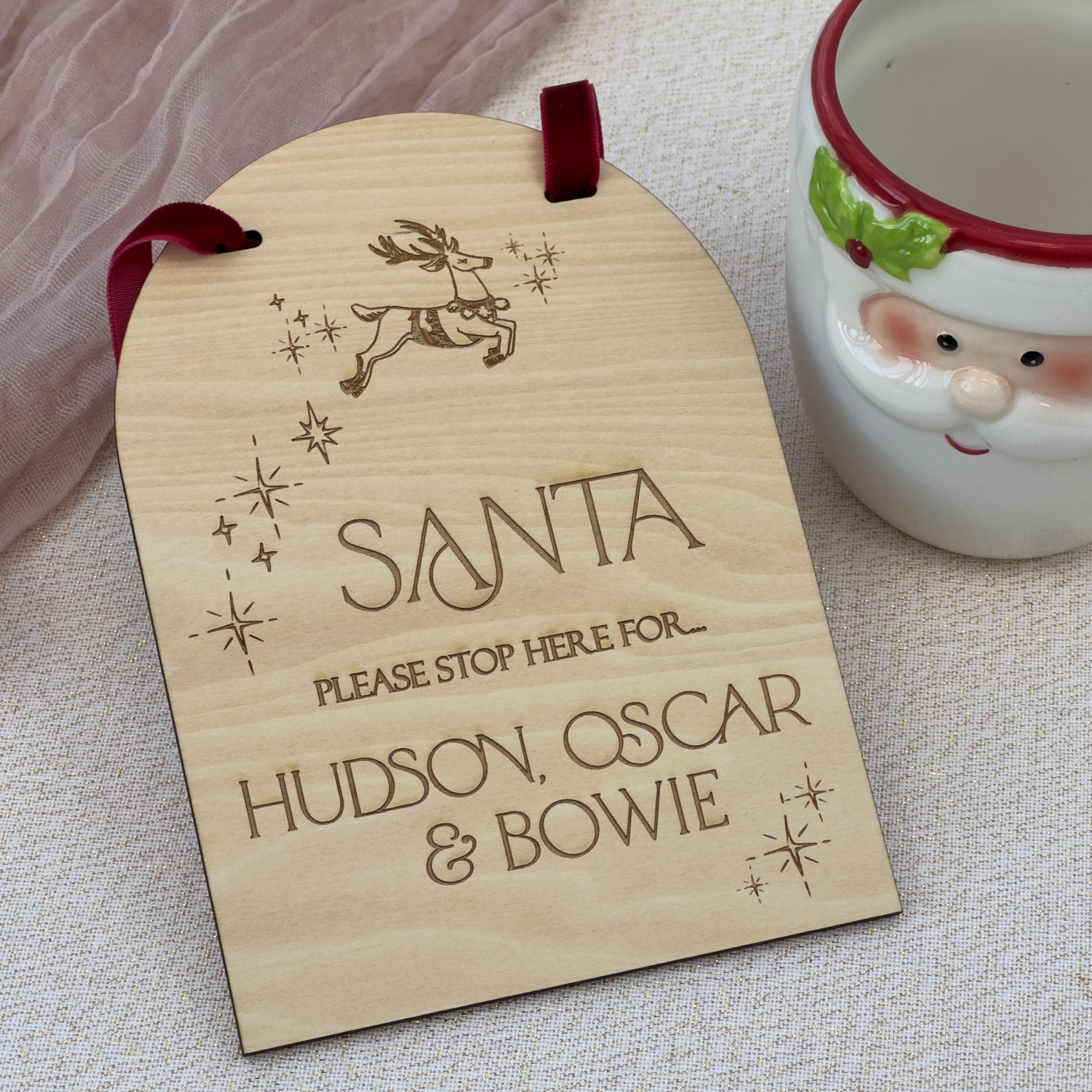 "Santa Please Stop Here" Hanging Plaque
