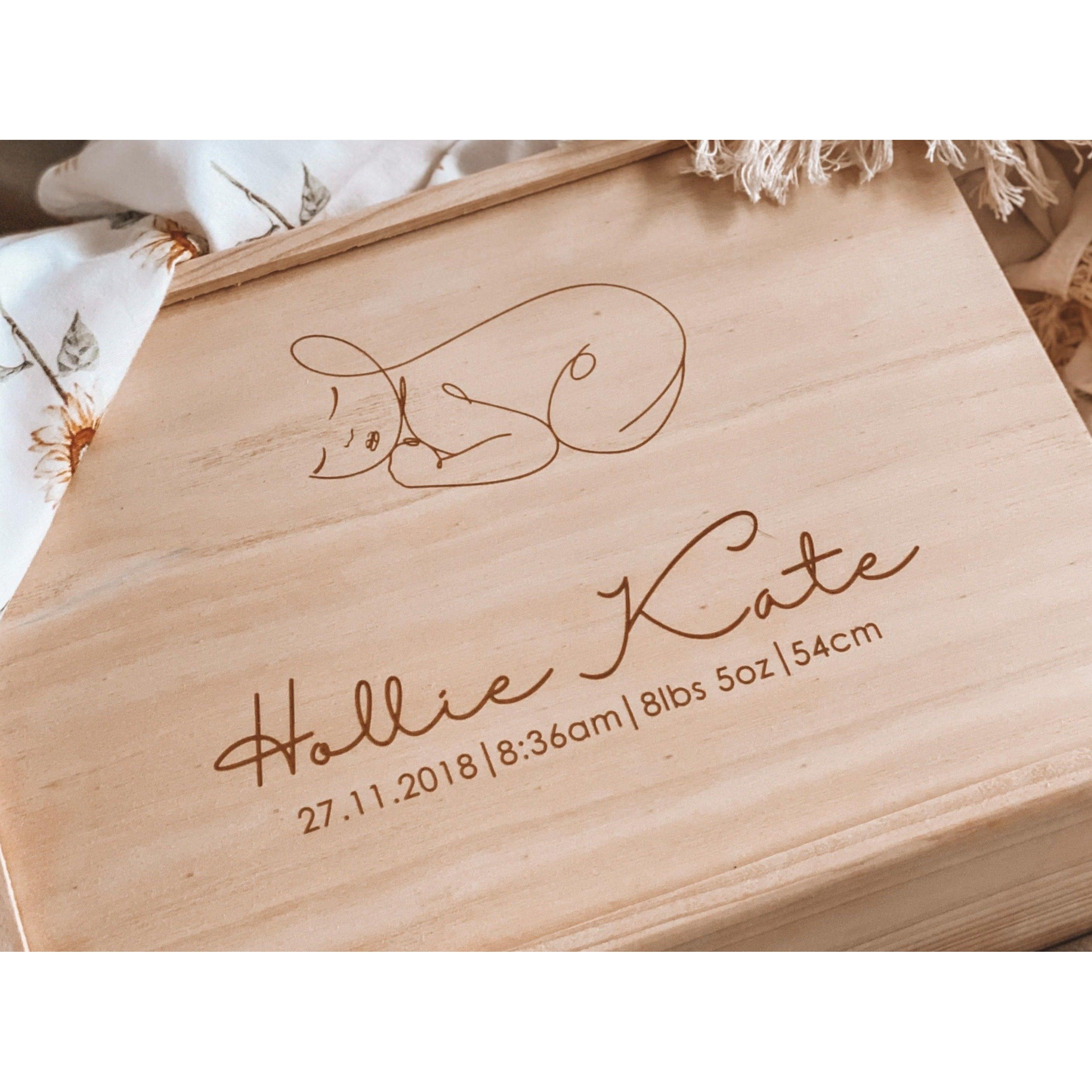 Mila Baby Outline Design Slide Lid Keepsake Memory Box