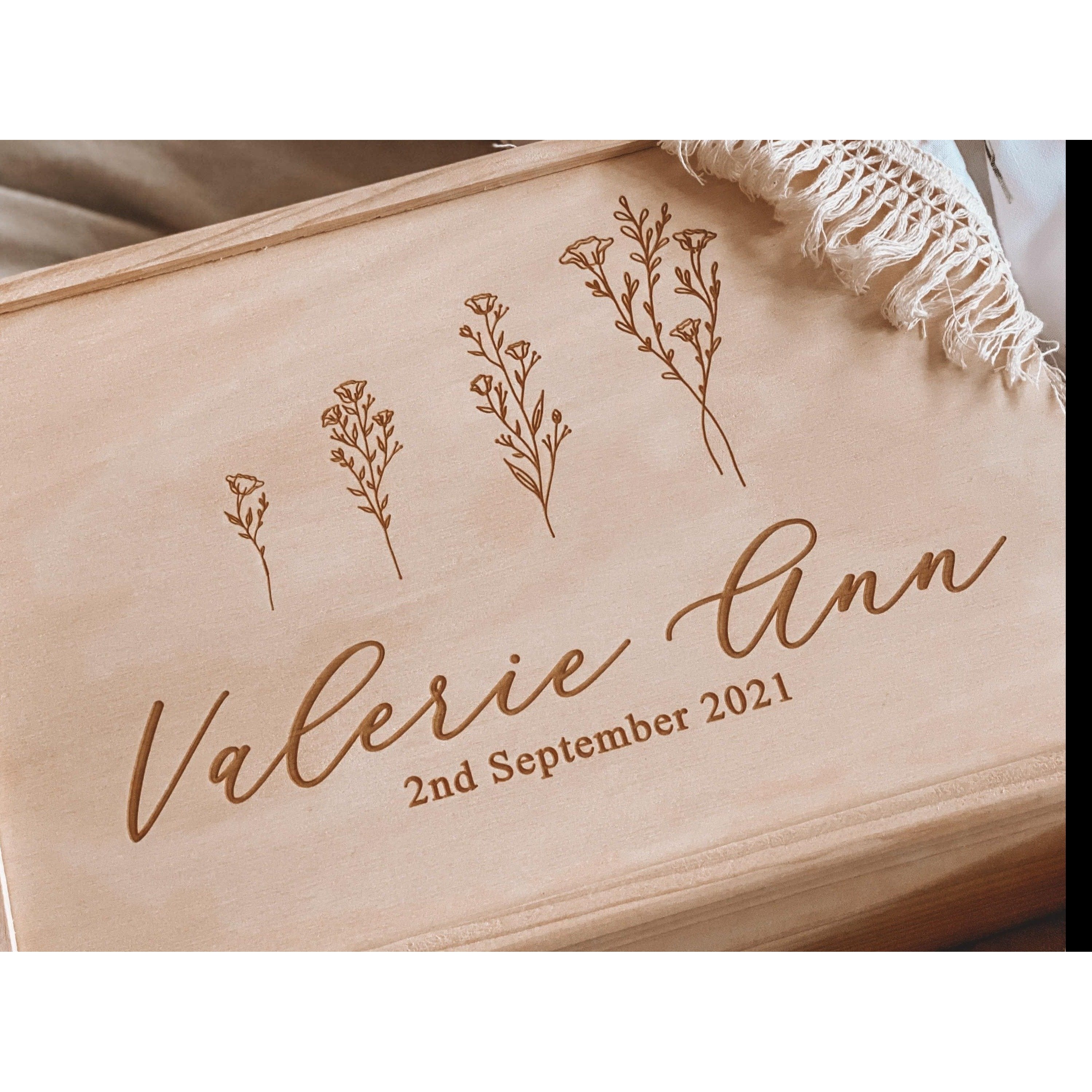 Magnolia Floral Design Slide Lid Keepsake Memory Box