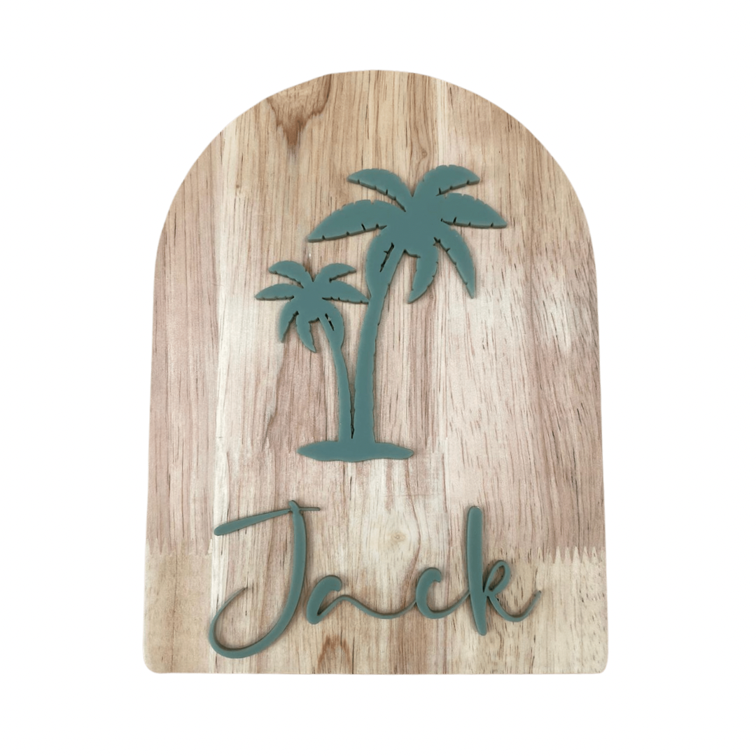 Acrylic Palm Tree Personalised Arch Moneybox