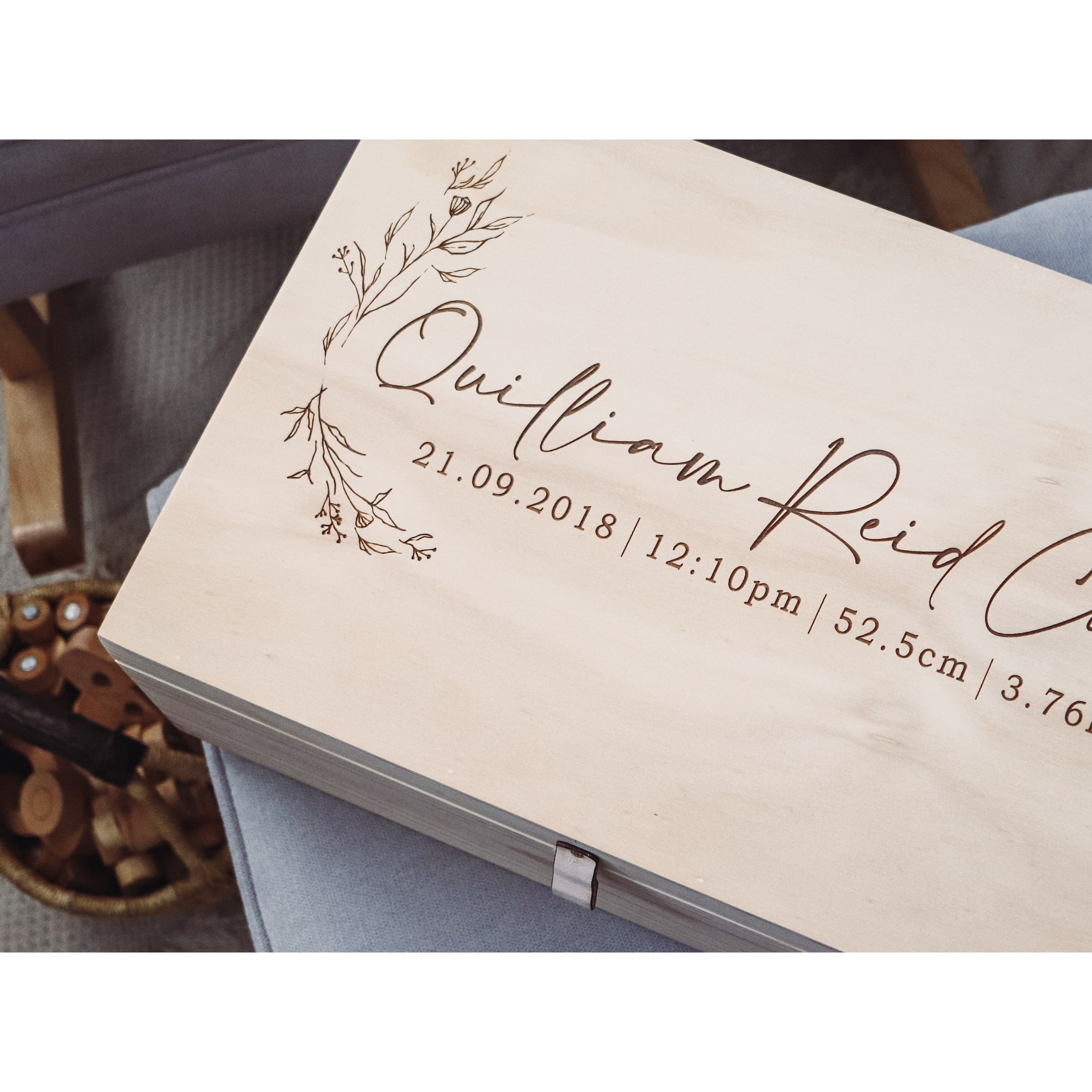Wreath Design Large Keepsake Memory Box with Hinge Lid