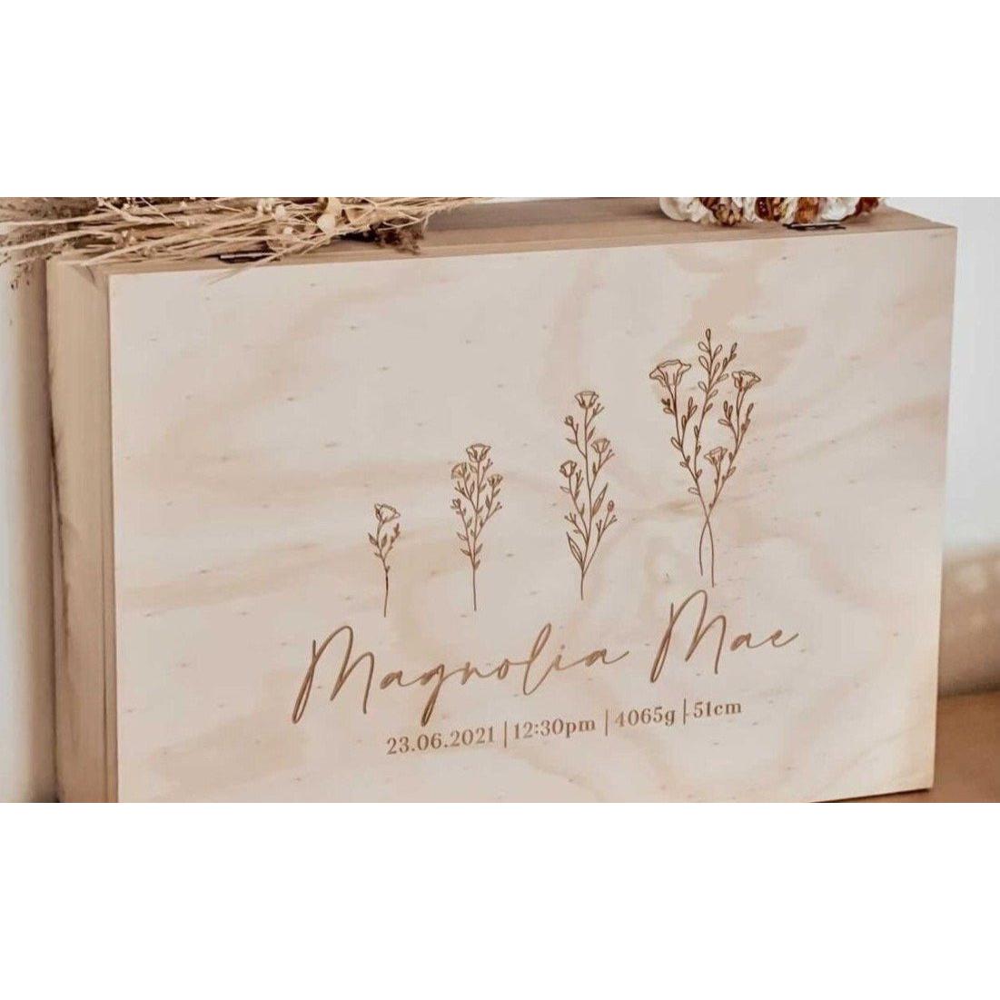 Magnolia Floral Design Large Keepsake Memory Box With Hinge Lid